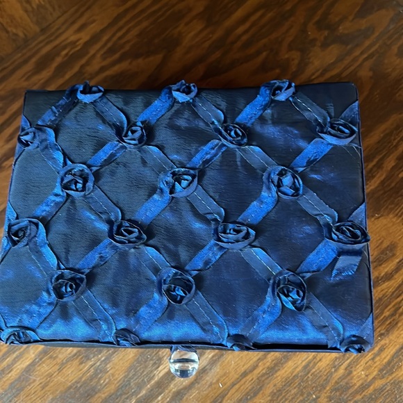 Vintage Satin Royal Deep Blue Jewelry or Trinket Box. - Picture 2 of 4